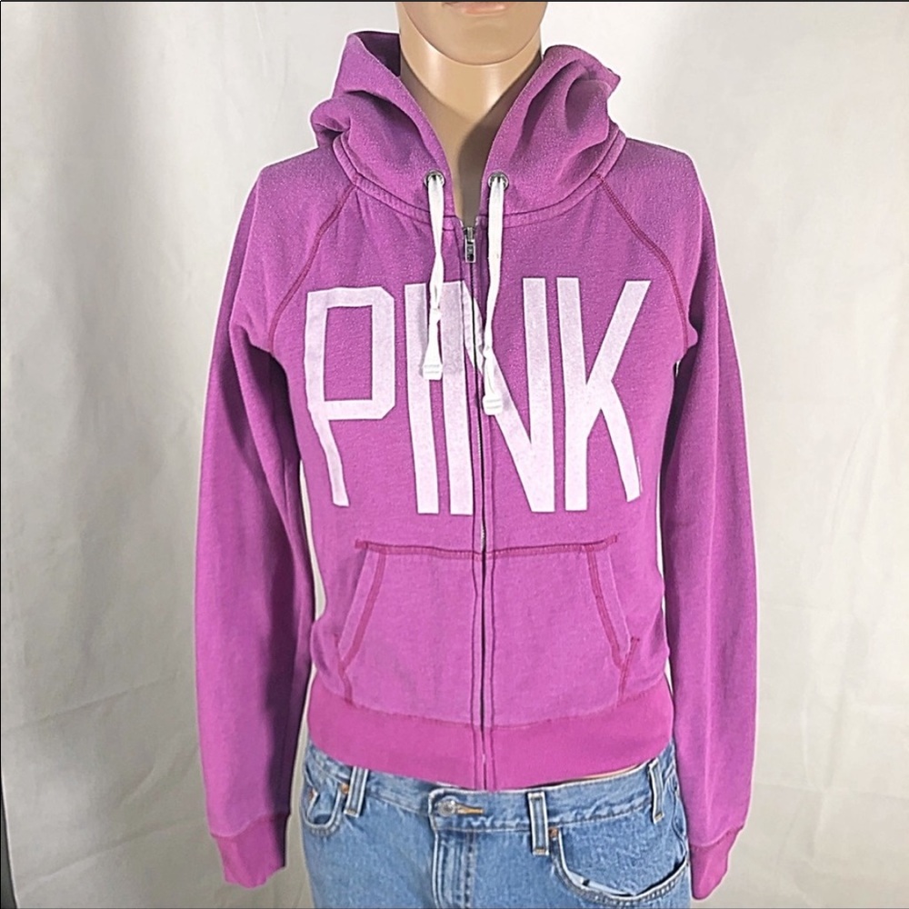 PINK Victoria Secret Womenโs Size XS Zip Hoodie